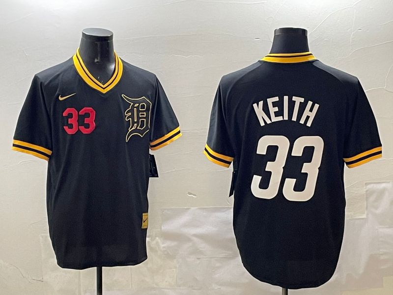 Men Detroit Tigers 33 Keith Black Gold Game 2025 Nike MLB Jersey style 5
